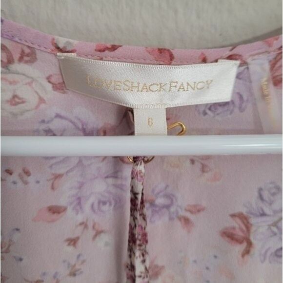 LoveShackFancy Juree Mini Dress 100% Silk Dress Pink Dust SZ6 Whimsigoth Fairy - Picture 7 of 11